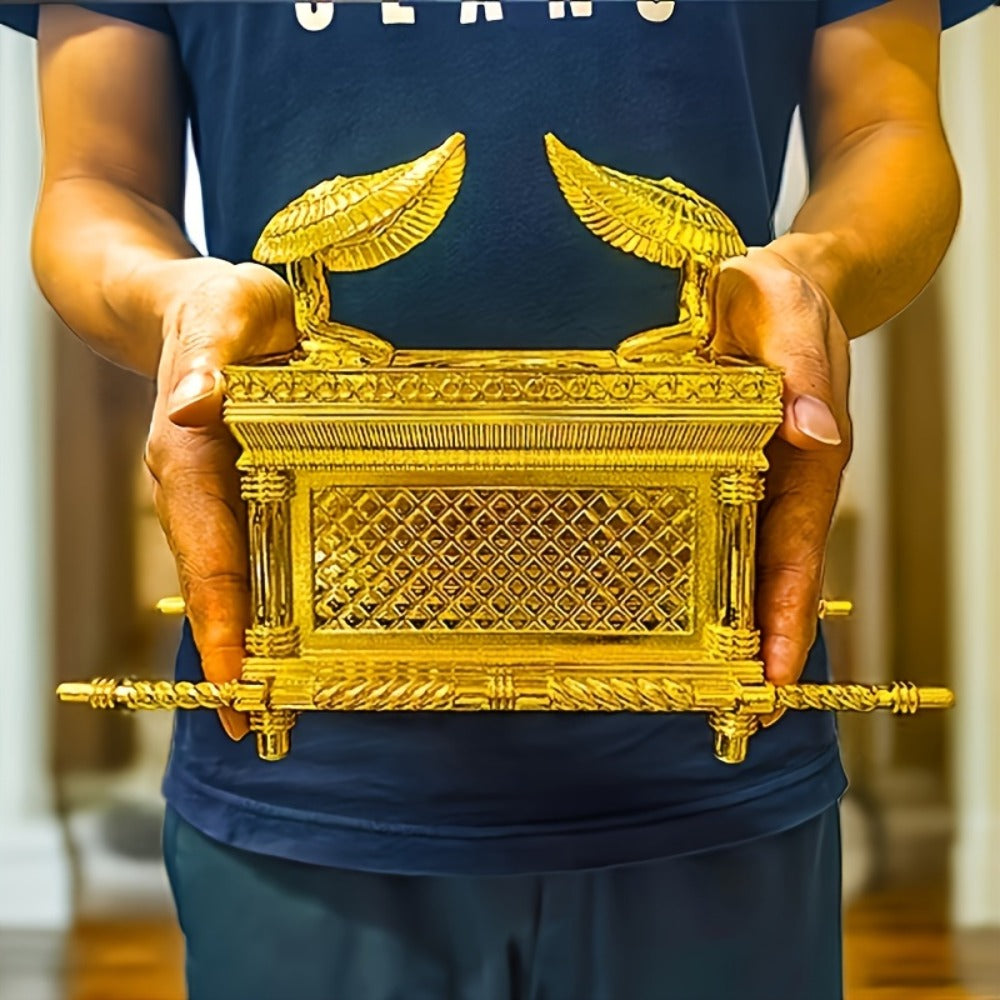 Ark of the Covenant Figurine – Golden Artisan Tabletop Statue, Spiritual Religious Decor for Home & Office, Hanukkah