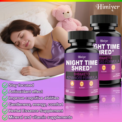 Night Time Fat Burner for Women, Shred Mask Capsules with Caffeine, Goji Berries & Dandelion Root
