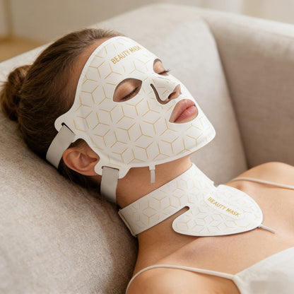 LED Face Mask, 7-in-1 Red Light Therapy for Face & Neck, 93+80 LED Beads, Separate Silicone Applicator