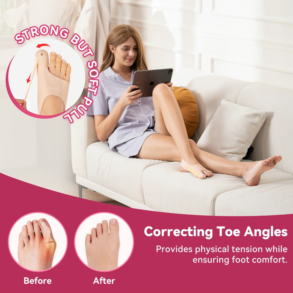 Big Toe Separator Sock Pair in Medium or Large with Adjustable Strap, Toe Loop and Low-Profile Sleeve