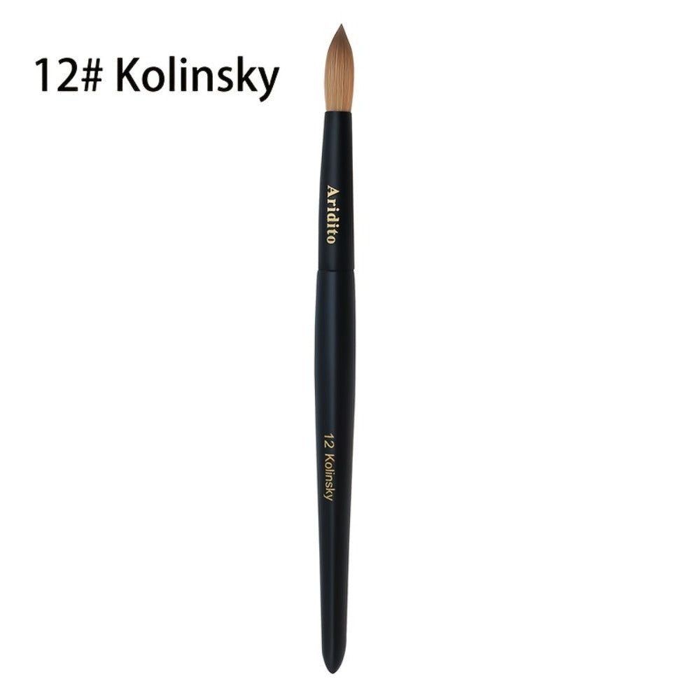 Kolinsky Nail Brush Round Head for Acrylic Extensions – Professional Black Wooden Handle Nail Art Brush with Genuine Kolinsky Hair Bristles