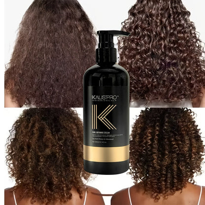 Curl Defining Cream and Detangling Brush Set by KALISPRO with One or Two 300ml Pump Bottles