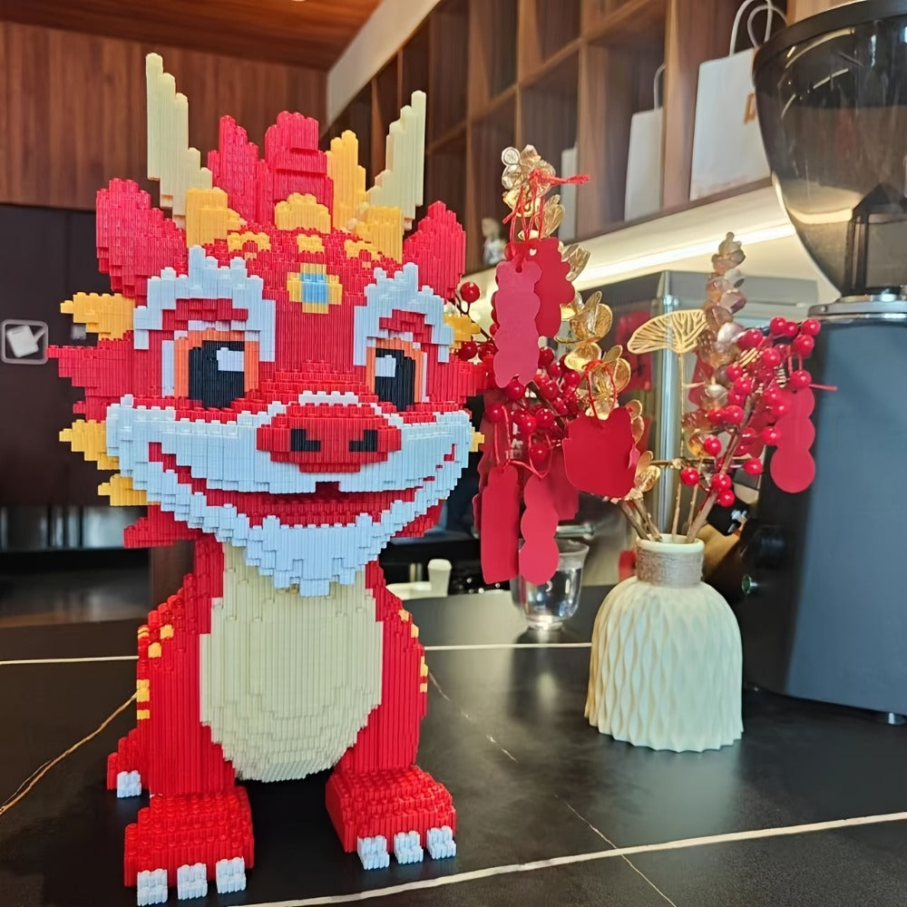 3D Chinese Dragon Model Assembly Set 4500pcs – DIY Build Mixed Color PP Festive Holiday Display Decoration Halloween Thanksgiving Christmas