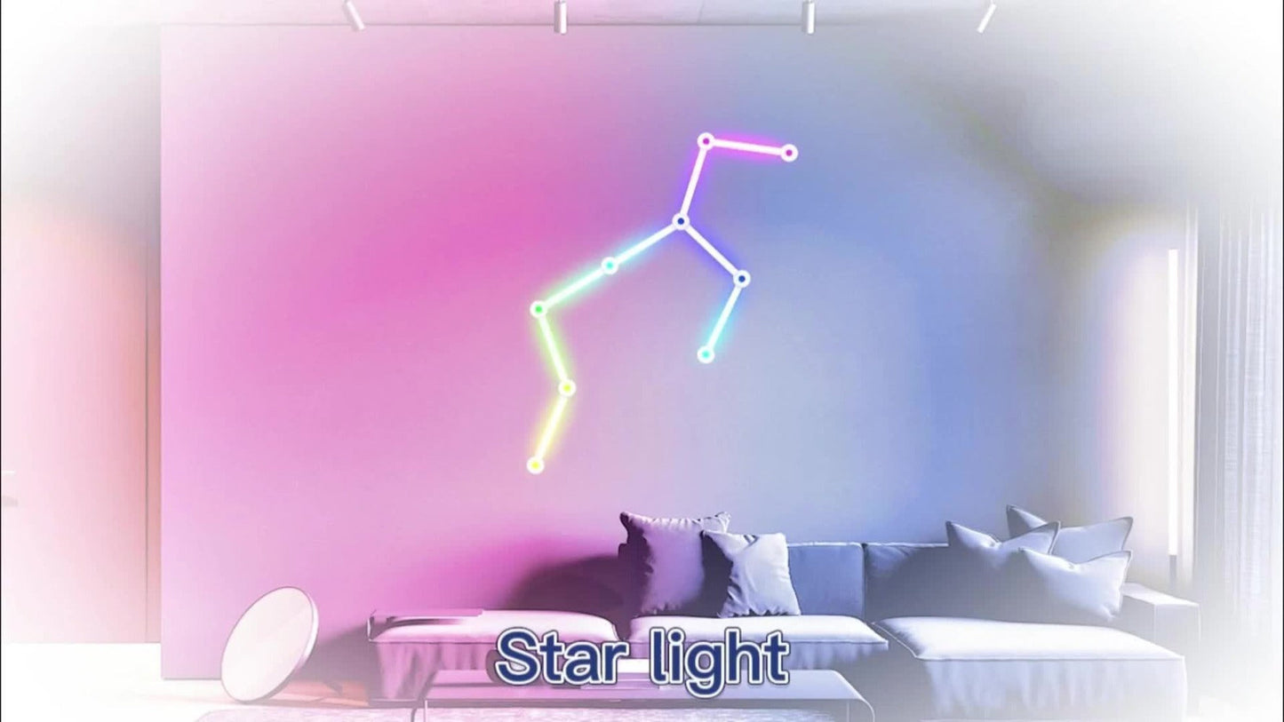 Modular LED Atmosphere Light 9pcs Starry Sky RGB, Freely Splicing, Music Sync, App & Voice Control