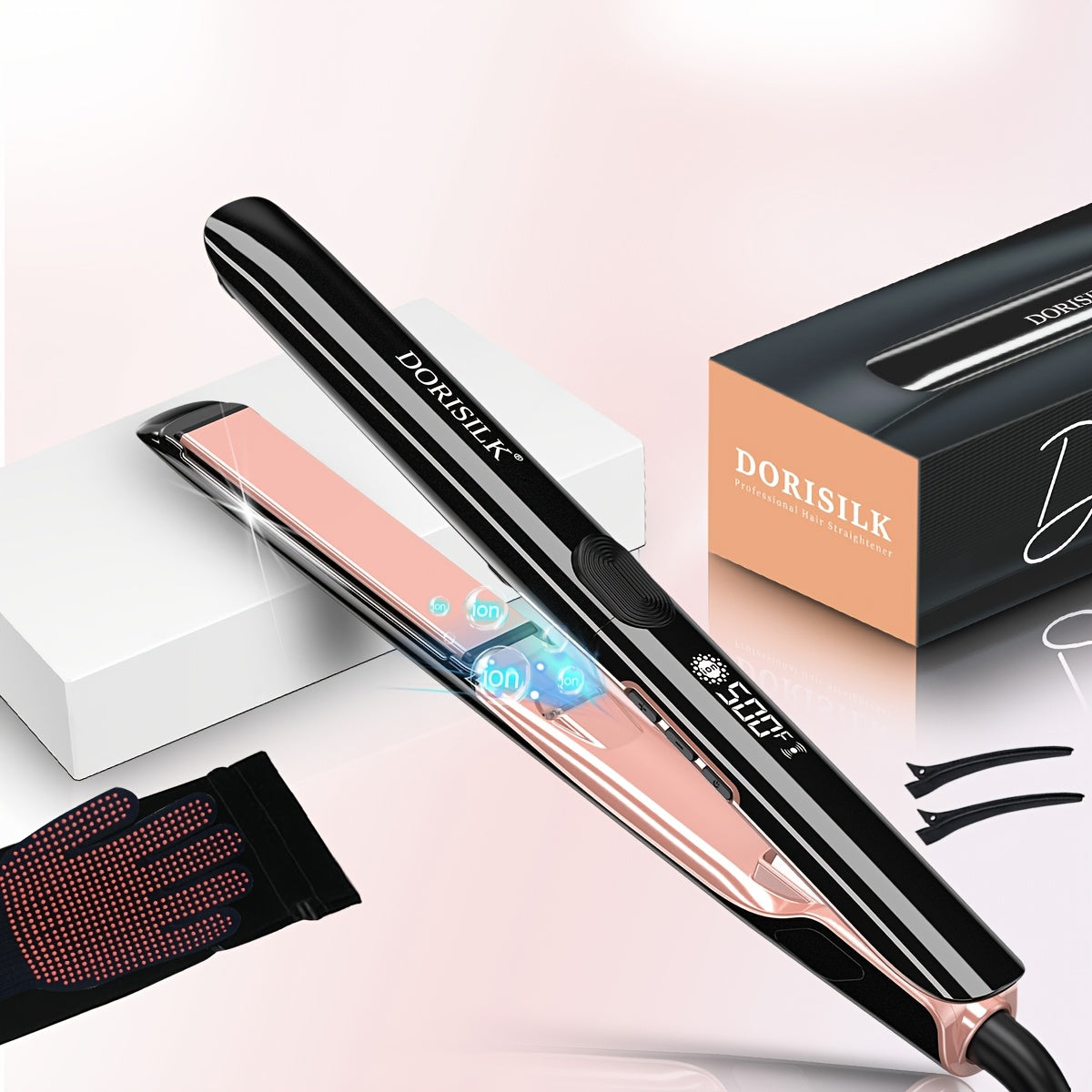 Plasma Ionic Hair Straightener with 500°F LCD Controls, 60-Minute Auto-Off and 1inch or Black Options