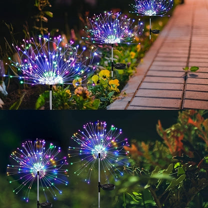 Solar Garden Lights Firework Stakes with 60-420 LEDs, 8 Modes, Flexible Copper Wire and Color Options