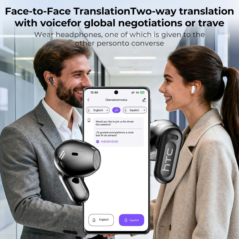 AI Translation Earphones Real-Time 134 Languages TWS Wireless Bluetooth Earbuds HTC NE20 HD for an Everyday Personal Care Routine