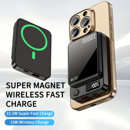 Magnetic Wireless Power Bank 10000mAh MagSafe Compatible 22.5W USB-C Fast Charging with LED Display
