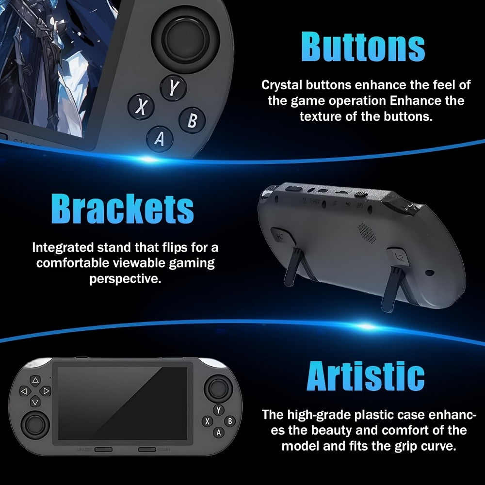 Handheld Game Console SF3000 Black Console with 4.5-Inch IPS Screen, 854x480, 64GB Options, 3000mAh Battery, Classic gaming console format