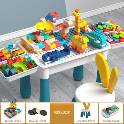 Kids Activity Table Building Blocks LEGO Compatible Play Table for Toddlers, Durable ABS Plastic Space-Saving Corner Design