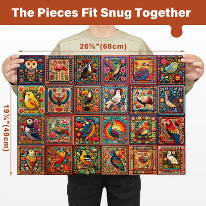1000 Piece Bird Puzzle for Adults Bird Crochet Design – Challenging Animal Jigsaw with Letters on Back, Family Game Night Home Decoration