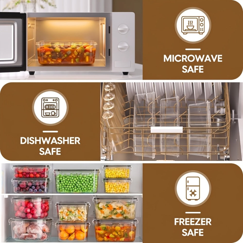 Food Storage Containers with Lids Airtight Plastic Meal Prep Containers Stackable Leak Proof BPA Free for Pantry Kitchen Refrigerator