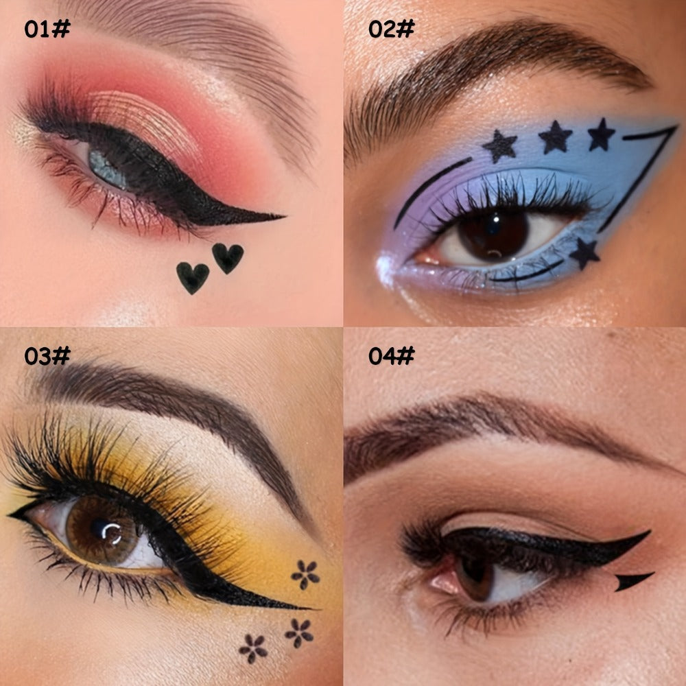 Winged Eyeliner Stamp Pen Set Double-Ended 8 Wing Styles Waterproof Quick-Dry Liquid Liner, for Makeup, Travel and Everyday Vanity Use