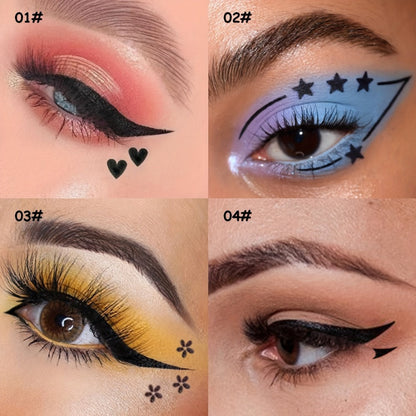 Winged Eyeliner Stamp Pen Set Double-Ended 8 Wing Styles Waterproof Quick-Dry Liquid Liner, for Makeup, Travel and Everyday Vanity Use