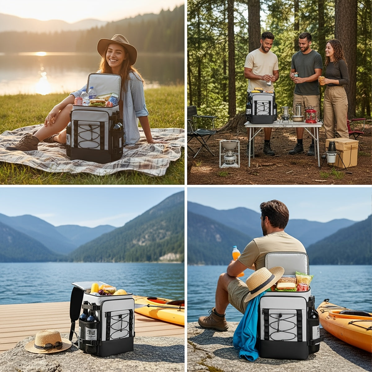 Insulated Cooler Backpack Leakproof Thermal Lunch Bag, Large Capacity Waterproof Cooling Rucksack for Camping, Hiking, Picnic & Beach