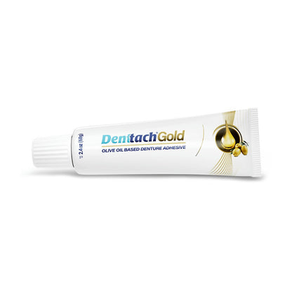 Denture Adhesive Cream Zinc-Free Olive Oil Formula, All Day for Full & Partial Dentures Petroleum-Free