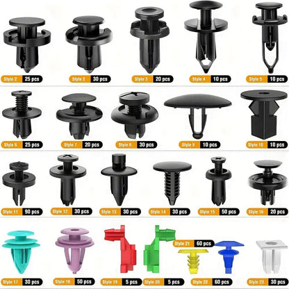 Car Bumper Screw & Rivet Repair Kit 725-Piece – Universal Plastic Clips, Nuts & Fasteners for Bumper, Wing & Interior Body Panels