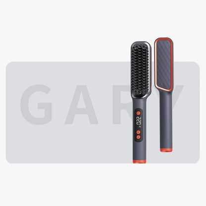Hair Straightening Brush, 30-60 Sec Fast Heating, 3 Temperature Settings, Wide-Spaced Smooth Glide Teeth