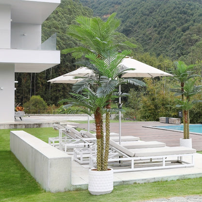 Artificial Palm Tree with Potted Base in 8 or 10 Foot Heights and Layered Golden Cane-Style Trunks