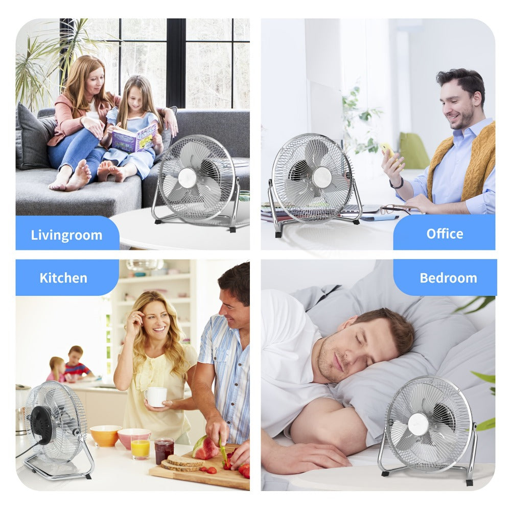 Industrial Floor Fan High Velocity 9 & 20 Inch, Metal Construction & Blades, 3-Speed Fan for Industrial