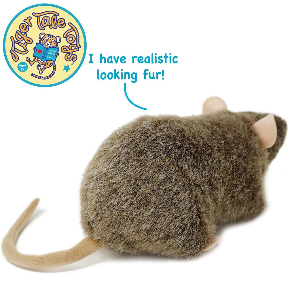 Plush Toy Reuben Realistic Brown Rat 7-Inch Stuffed Animal with Story Card for Character Display, Room Decor and Gift Presentation