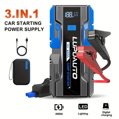 12V Jump Starter Kit with LP-K23 5000A-Labeled or 011B Model, Digital Display, LED Light, USB Outputs and Case