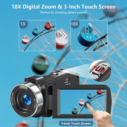 5K Vlogging Camera Camcorder 64MP WiFi for YouTube with IR Night Vision 18X Zoom 3 Inch Touch for an Everyday Personal Care Routine