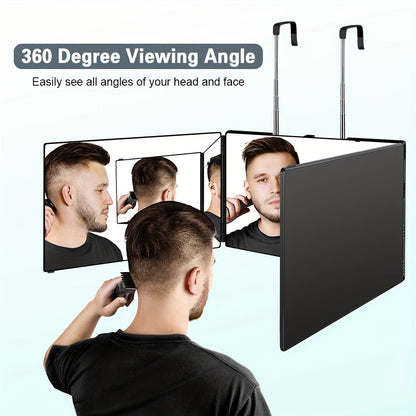 3 Way Mirror for Self Hair Cutting 360° Trifold Barber Mirror Set – Anti-Fog HD Glass, Oil-Rubbed Finish