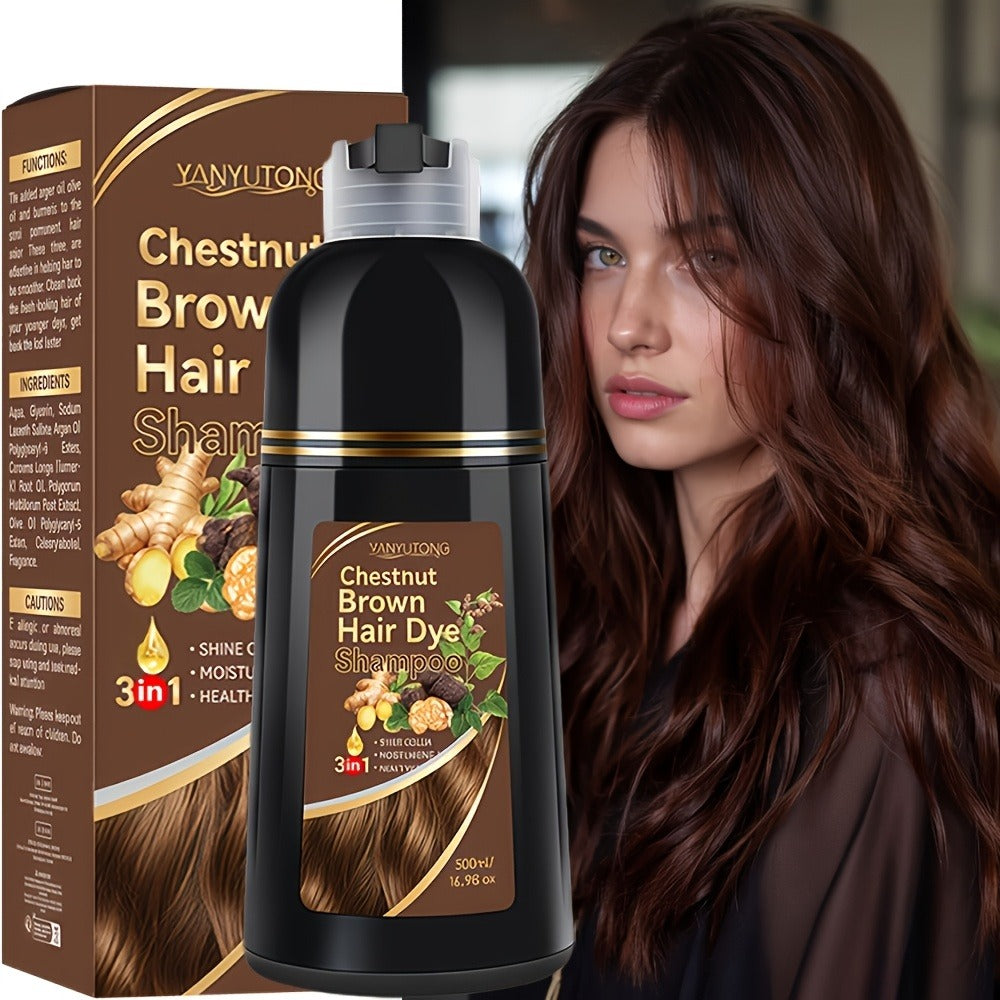 Ammonia-Free Herbal Hair Color Shampoo 3-in-1 Colors in 15 Minutes Lasts 30 Days – Semi Permanent Gray Coverage Moisturizing Cleansing Black