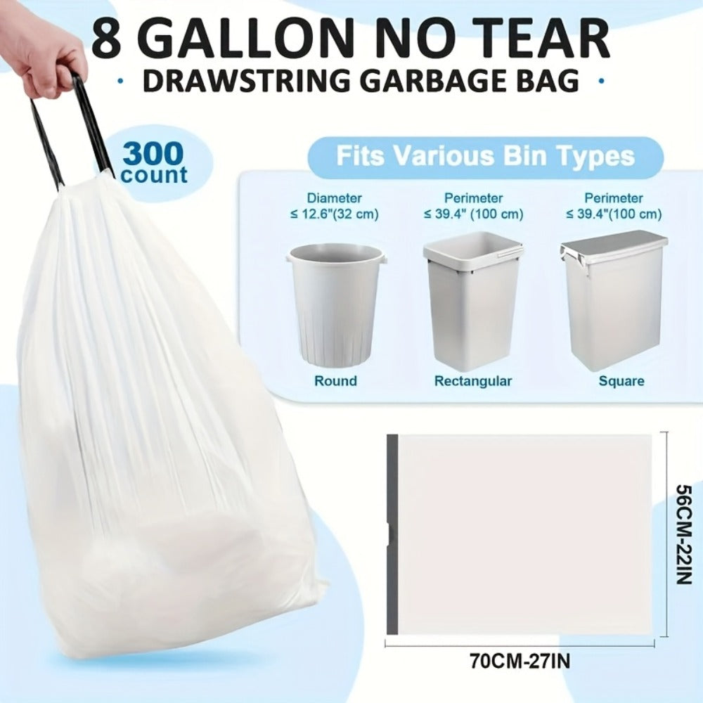 Heavy Duty Trash Bags 13 Gallon 100 Count, 1 Mil Extra Thick Drawstring Garbage Bags, Leak-Proof Tear-Resistant Kitchen Trash Can Liners