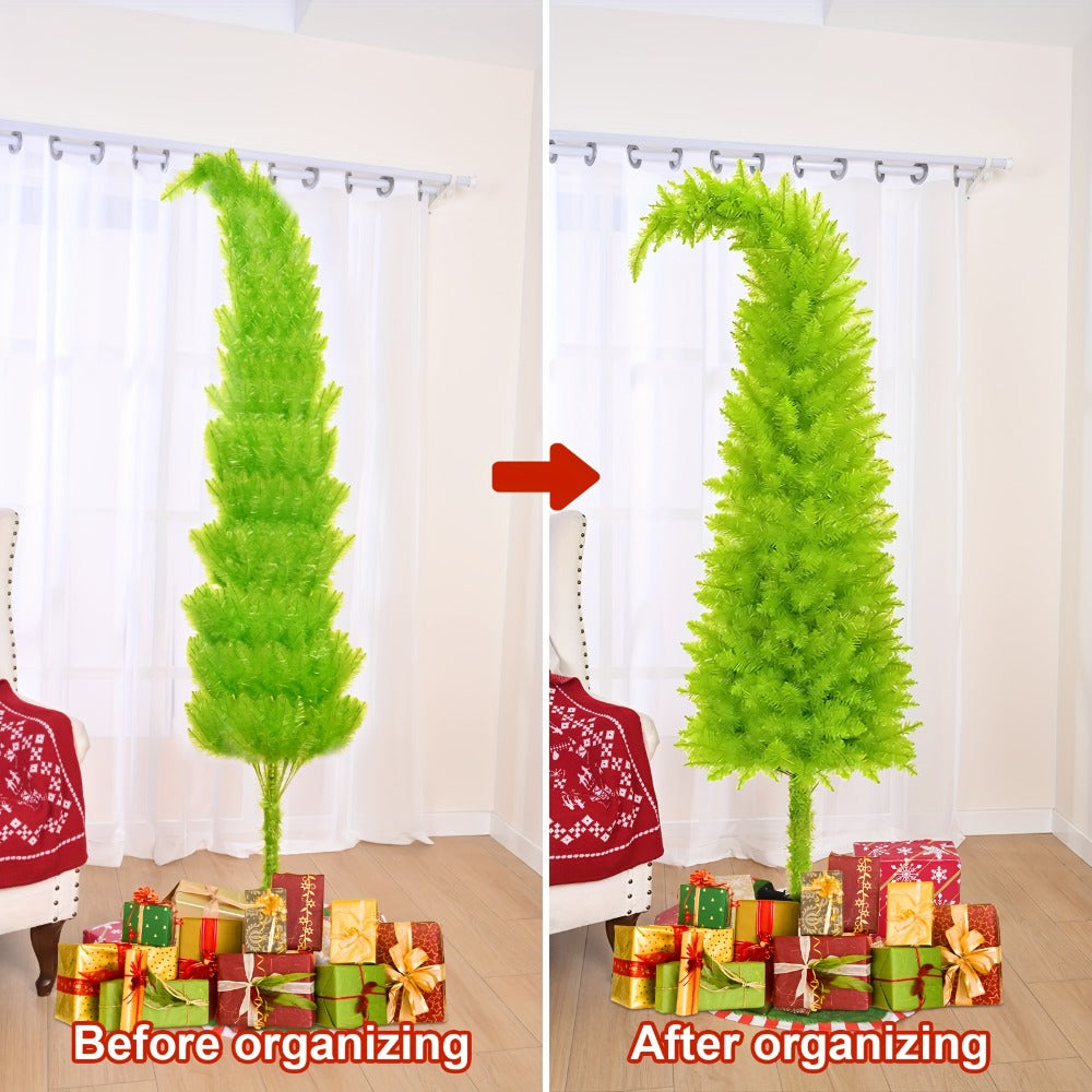 6 Foot Artificial Christmas Tree with Lights Tree Skirt and Christmas Ball Bendable Xmas Tree for Entryways, Bedrooms and Living Spaces