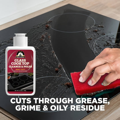 Glass Stovetop Cleaning Paste – Heavy Duty Cooktop Cleaner Cream, Removes Burnt-On Grease, Oil Stains & Food Residue from Stove Tops