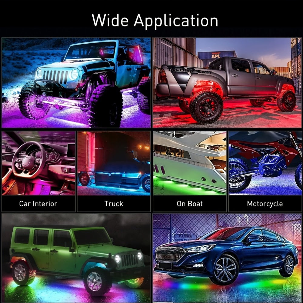 Car LED Atmosphere Light Panels APP & Wireless Control – External Decorative 2-Piece Set Multiple for Home, Desk and Accent Lighting