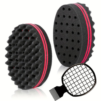 Twist Sponge and Pick Manual Hair Styling Tool Set with Double-Sided Brush and Two Comb Options