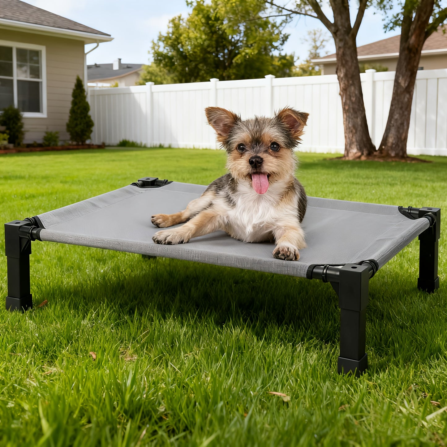 Elevated Dog Bed with Cooling Mesh & Metal Frame – Raised Dog Cot Bed with Washable Breathable Mesh, No-Slip Feet