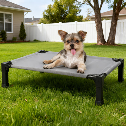 Elevated Dog Bed with Cooling Mesh & Metal Frame – Raised Dog Cot Bed with Washable Breathable Mesh, No-Slip Feet