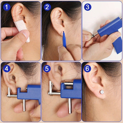 Stainless Steel Body Piercing Studs Kit - 10 Pairs Ear Nose Cartilage Studs with 2 DIY Setting Tools