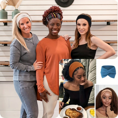 Stretchy Headbands 20 Pack for Women & Men – Soft Sweat-Wicking Non-Slip Elastic Turban Knot Hair Wraps Breathable Solid Colors for Yoga