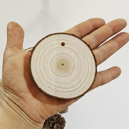 Wood Slices 28 Pcs Natural Log Bark Rounds for Crafts DIY Centerpieces Christmas Ornaments Wreaths Wedding Decor Painting Woodworking