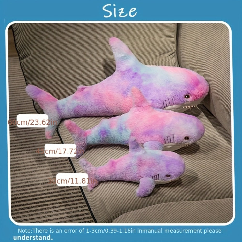 Plush Toy Jumbo Shark Pillow 24-Inch in Blue, Grey, Blue-Pink or Rainbow Colorways and Ocean Decor