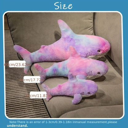 Plush Toy Jumbo Shark Pillow 24-Inch in Blue, Grey, Blue-Pink or Rainbow Colorways and Ocean Decor