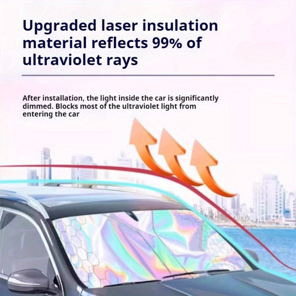 Laser Insulation Windshield Sunshade 5-Layer Thickened Front Window Heat Blocker Diamond Pattern Gold Black Fits All Vehicles Ford F150