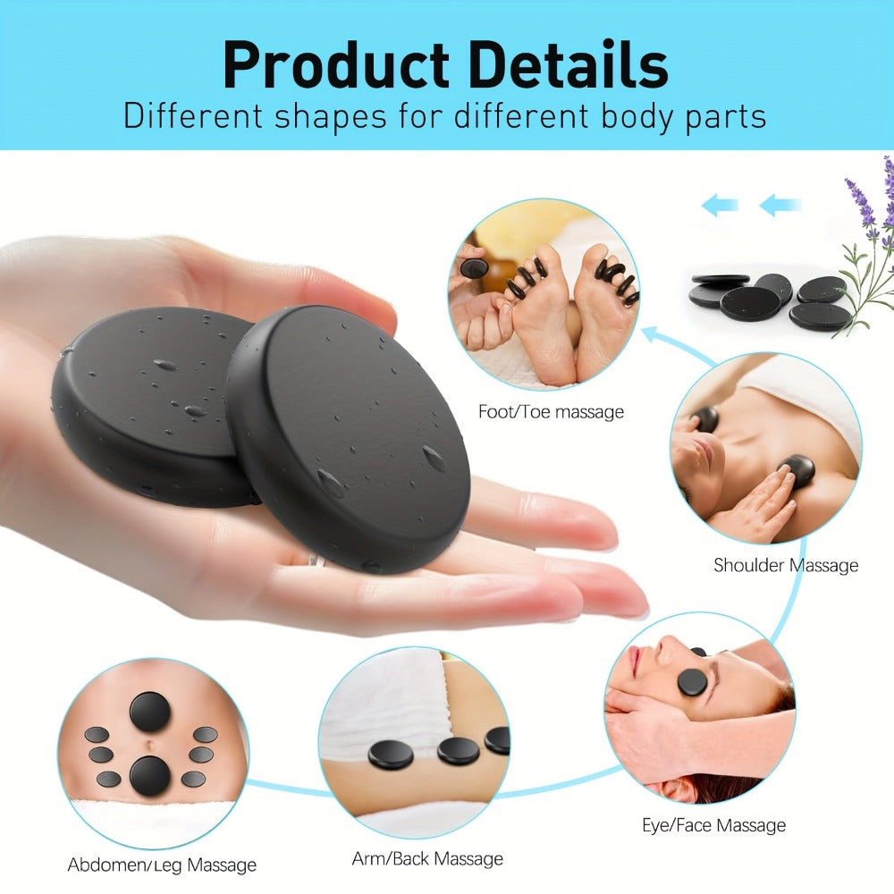 Hot Stone Massage Kit with Heater & Temperature Control, 10-Piece Professional Basalt Spa Stones Set
