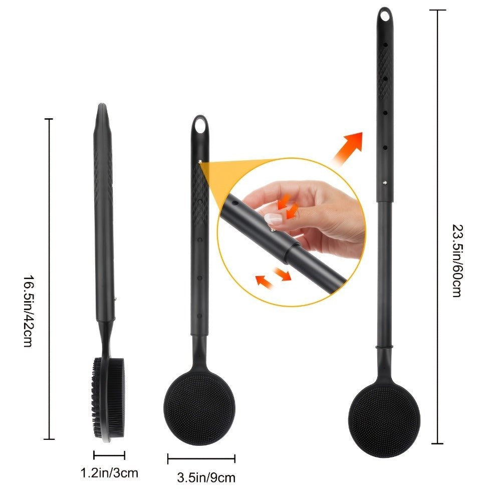 Long Handle Bath Brush Extendable 40-60cm Back Scrubber Dual-Sided Exfoliating Body Brush, for Bath Time, Home Spa and Personal Care