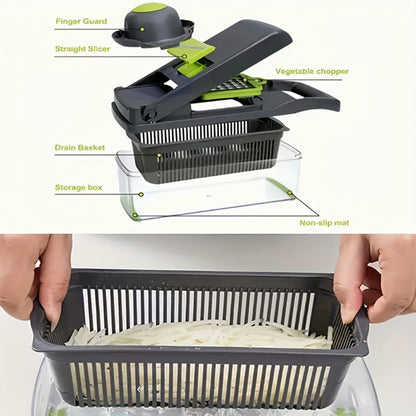 Vegetable Chopper 18-in-1 Upgraded Mandoline Slicer – Professional Onion Chopper Food Dicer Cutter with Container