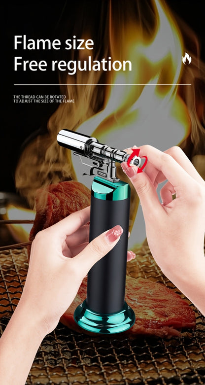 Culinary Stand Torch Lighter with Wide Stable Base, Horizontal Torch Head and Four Finishes