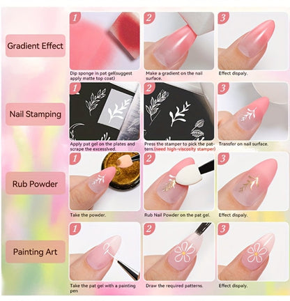 Gel Nail Polish 4-in-1 Nine-Color Palette for Ombre, Stamping, Painting and Powder Nail Art
