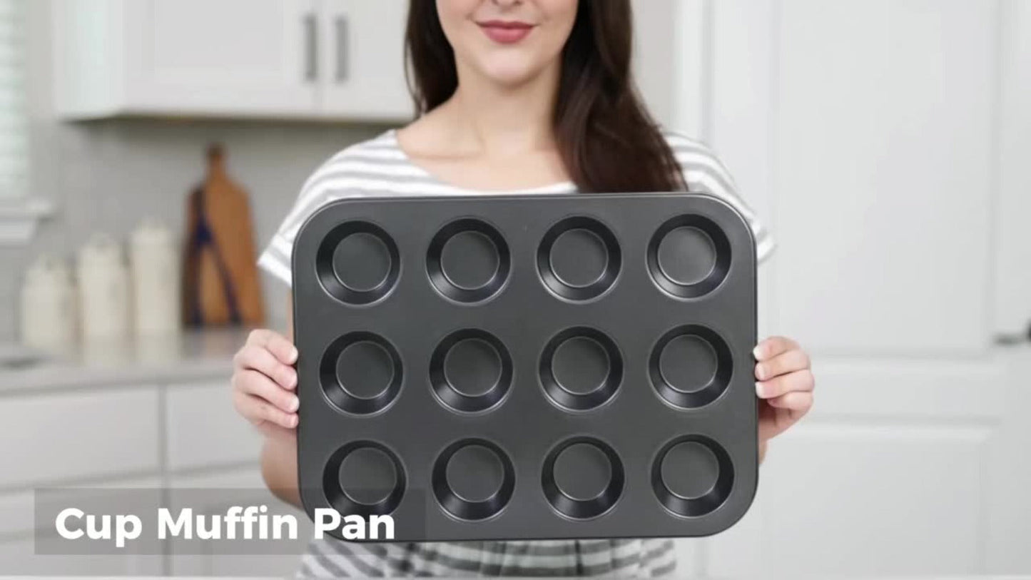 Nonstick Bakeware Set with Cooling Rack Cookie Sheet Cake Pans Loaf Muffin Pizza Pan Baking Pans Set for Kitchen 6 14 15 Piece