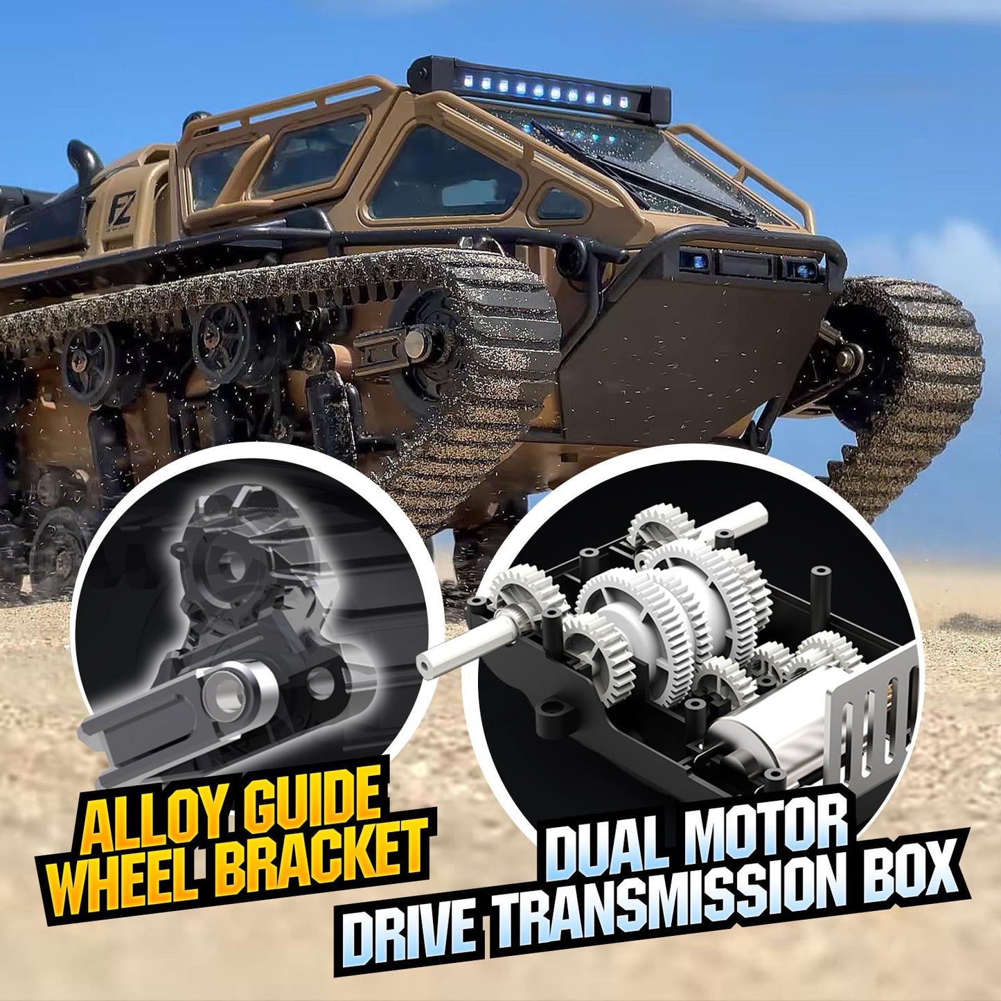 Full-Proportional RC Tracked Tank with LED Lights, Alloy Door Open Military War Vehicle Off-Road Remote Control Tank for Kids Adults