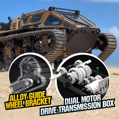 Full-Proportional RC Tracked Tank with LED Lights, Alloy Door Open Military War Vehicle Off-Road Remote Control Tank for Kids Adults